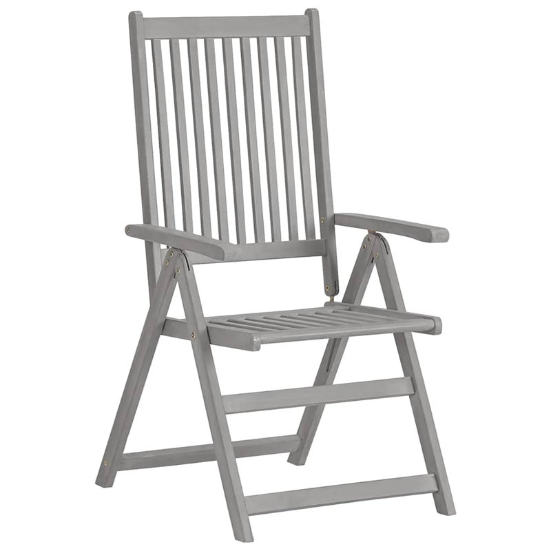 Outdoor Recliner Chairs Patio Chair with Cushions Solid Wood Acacia, Black, Gray