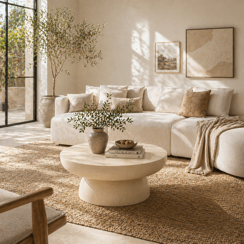 Table de bout blanche en faux marbre avec housse de pluie, idéale pour une utilisation intérieure et extérieure, Beige