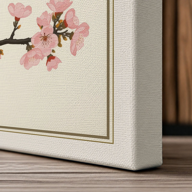 Moonlit Cherry Blossom Japandi - Wrapped Canvas, 36x24 - 91.4 x 61.0 cm, Cream Border
