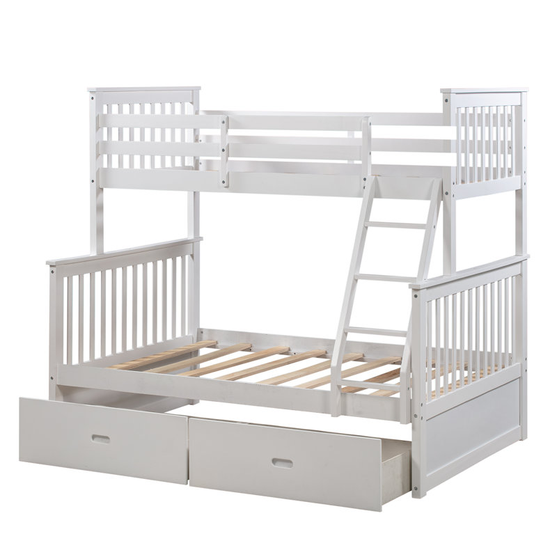 Twin Over Full Stairway Bunk Bed, White