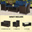 Ensemble de patio 4 pièces comprenant deux chaises et une table basse avec structure en PE, dossiers élégants, coussins d'assise amovibles pour un nettoyage facile.