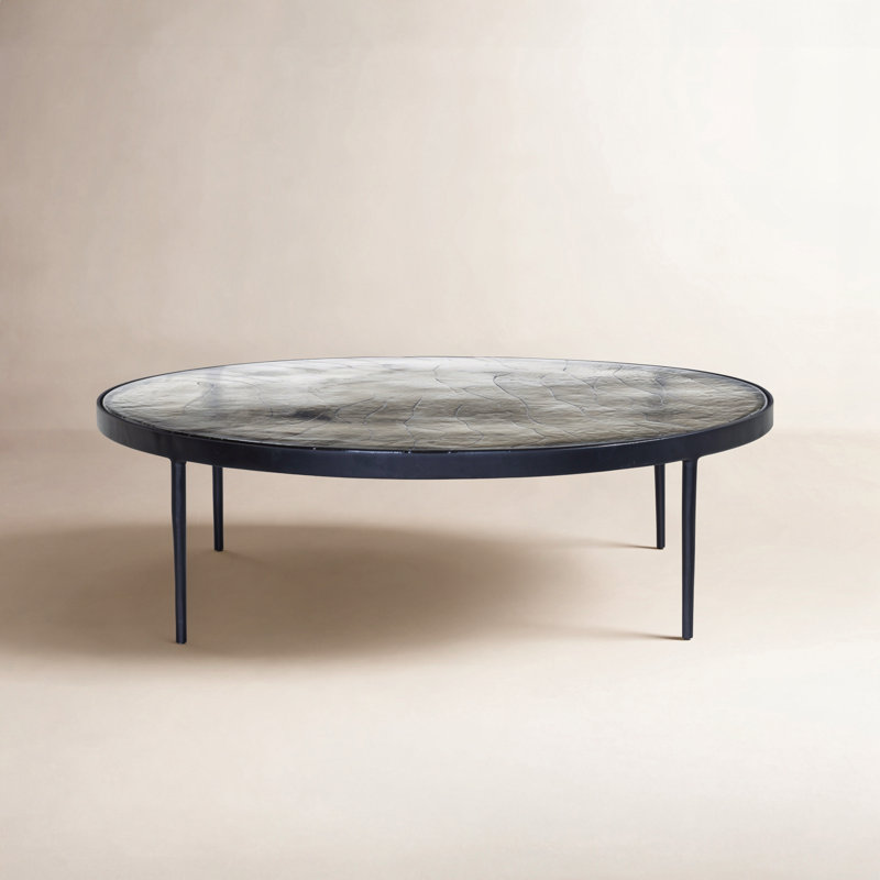 Yoko Grand Coffee Table-Moss Cast Glass, Clear Cast Glass