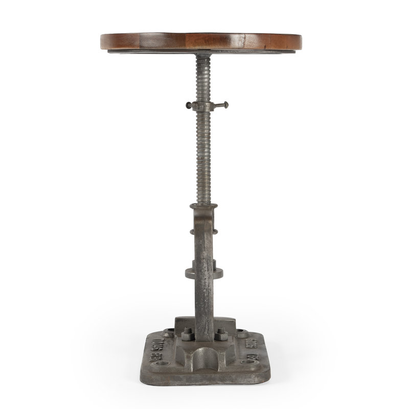 Ellis Adjustable Pedestal Side table, Deep Brown/Bronze Gray