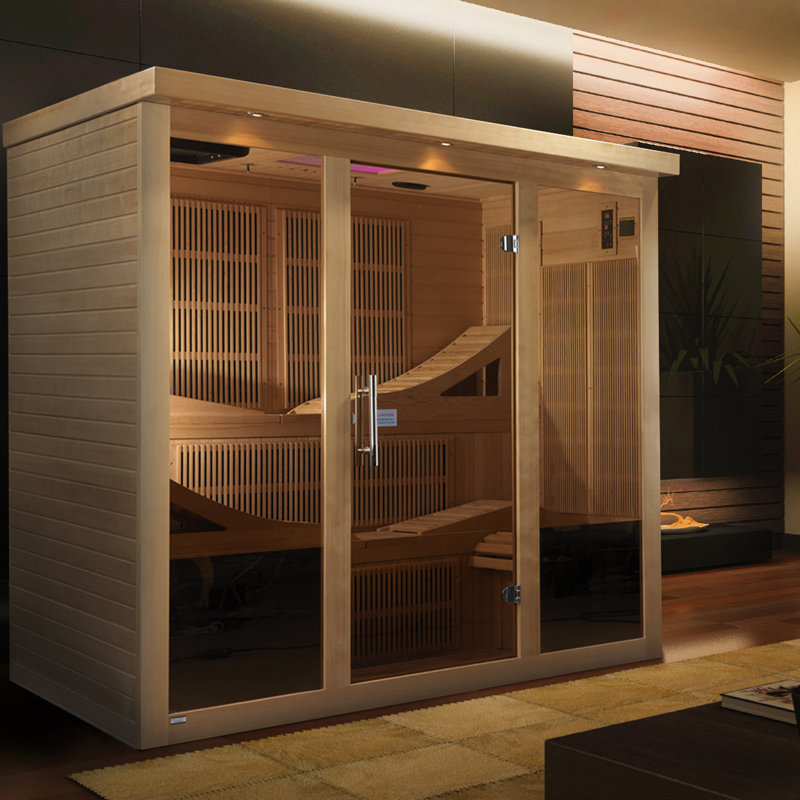 Natural Hemlock 6-Person Infrared Sauna with Remote Control