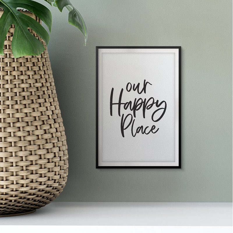 Our Happy Place - Reproduction d'art textuel sans cadre sur papier, H 14 po x l 11 po x P 0,01 po