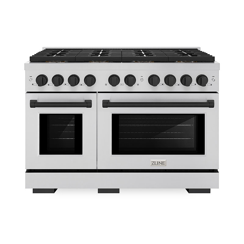 ZLINE Autograph 48 in. Paramount Dual Fuel Range with 8 Burner DuoPro Cooktop and Black Accents, Dual Fuel, Matte Black