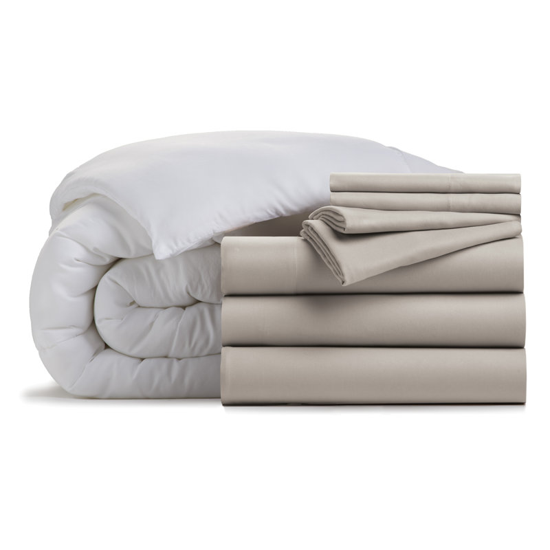 Ensemble d'édredon en microfibre 7 pièces Home, Taupe, Édredon très grand californien + 6 pièces