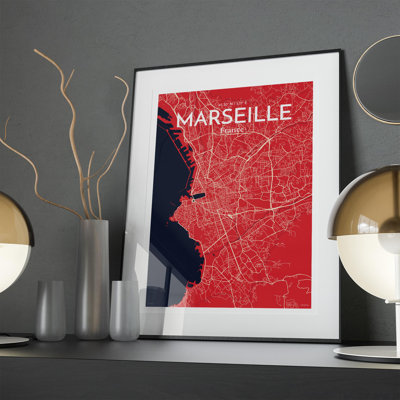 Marseille City Map In Nautical - No Frame Print