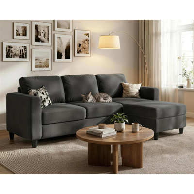 Canapé modulaire rembourré 73 po avec repose-pieds 73 po, coussins très épais à haute densité 8 po