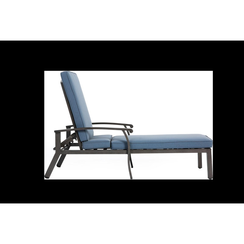 Outdoor Chaise Lounge Chair With Adjustable Backrest, Blue