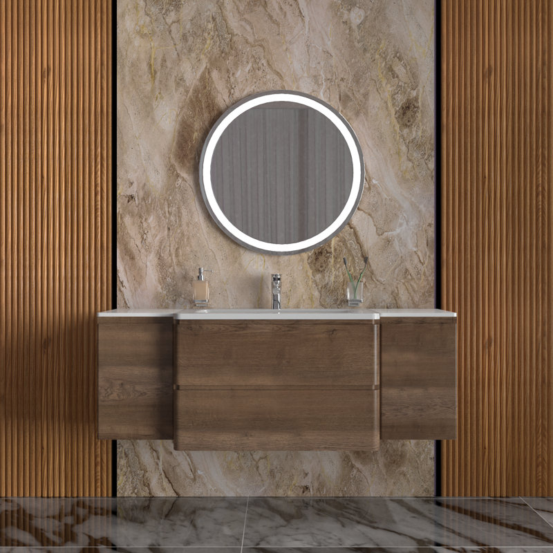 Meuble-lavabo simple avec plateau 27,3 po Haislee, Gris mat