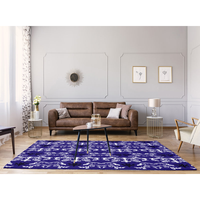 Tapis mauve / blanc Damask, Rectangle 9 pi x 12 pi