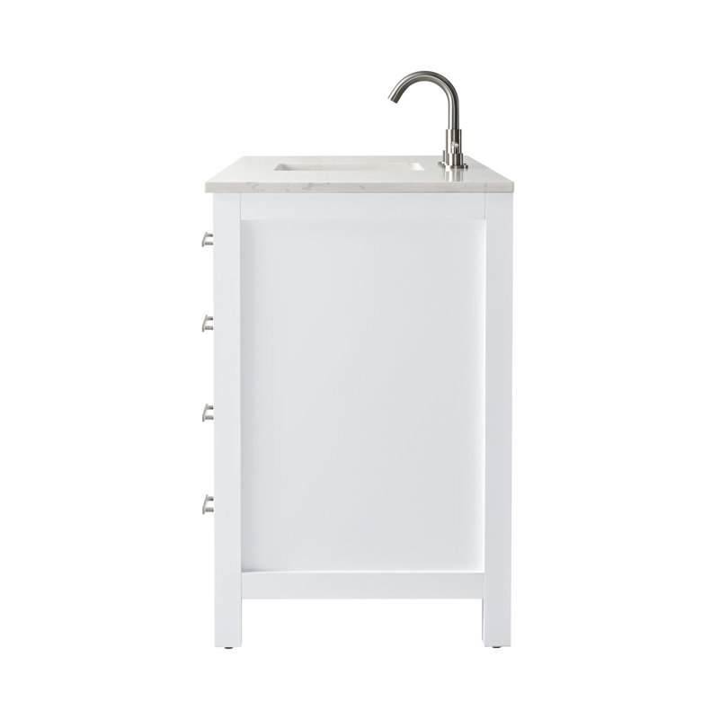 Trevor 60" W Single Vanity, White/Brushed Nickel