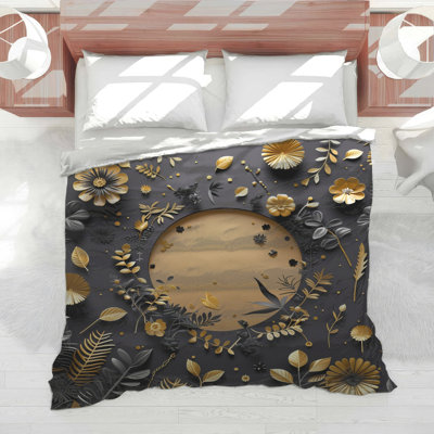 Gold Leaves Bedding Nature Comforter Modern