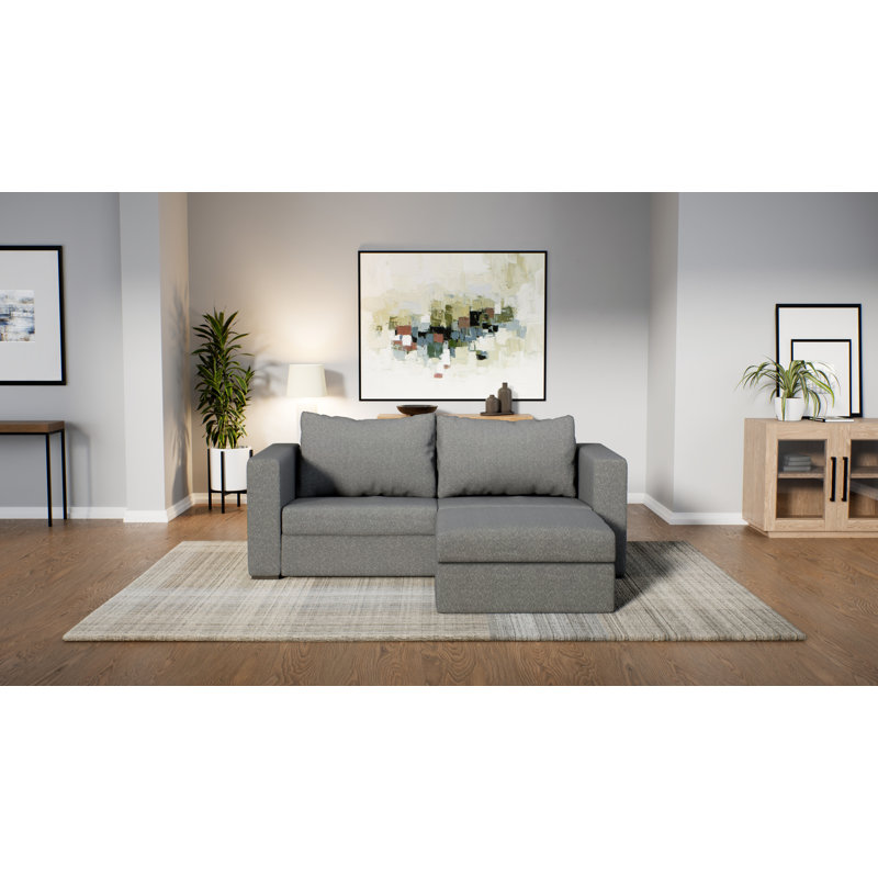 Upholstered Sectional, Gray Velvet