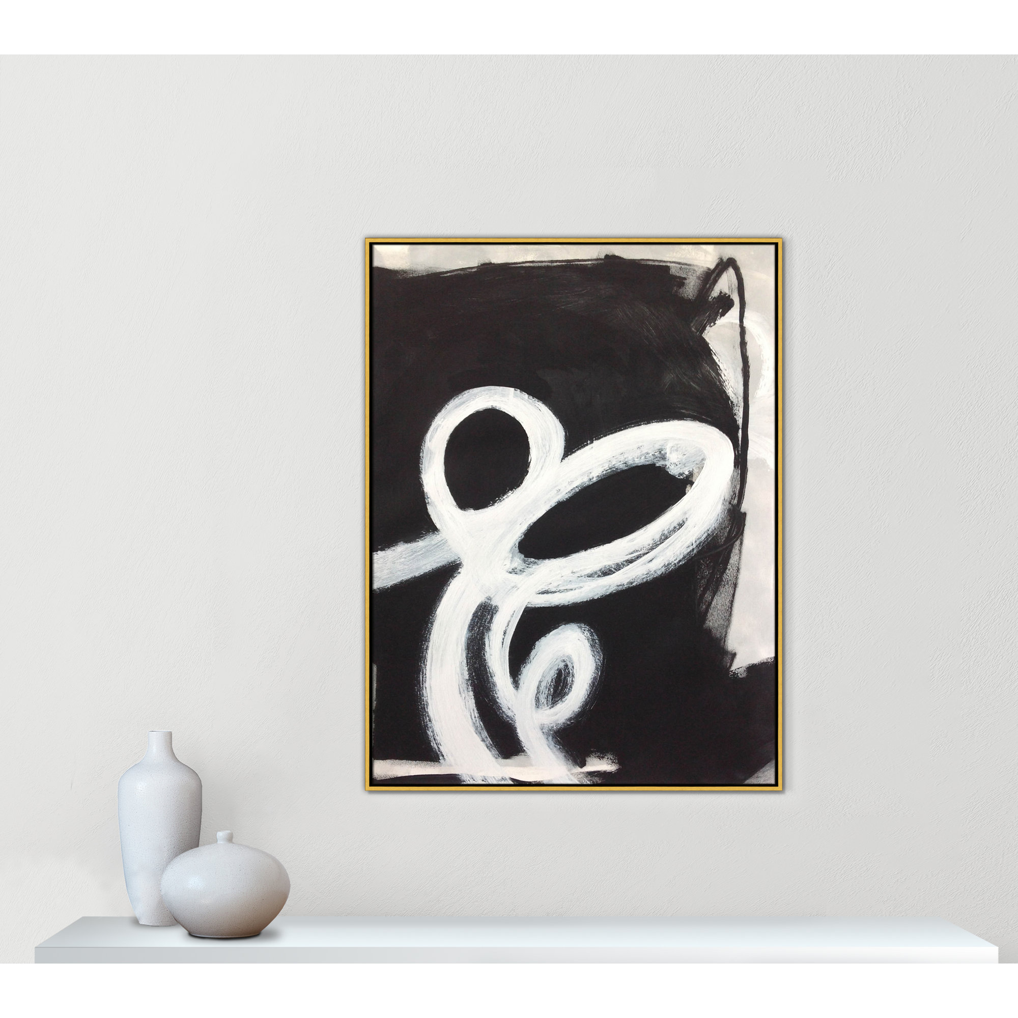 Ansonia Swirly Swirls II Print by , No Mat, Gold Floater Framed, 49.5" H x 37.5" W x 2" D