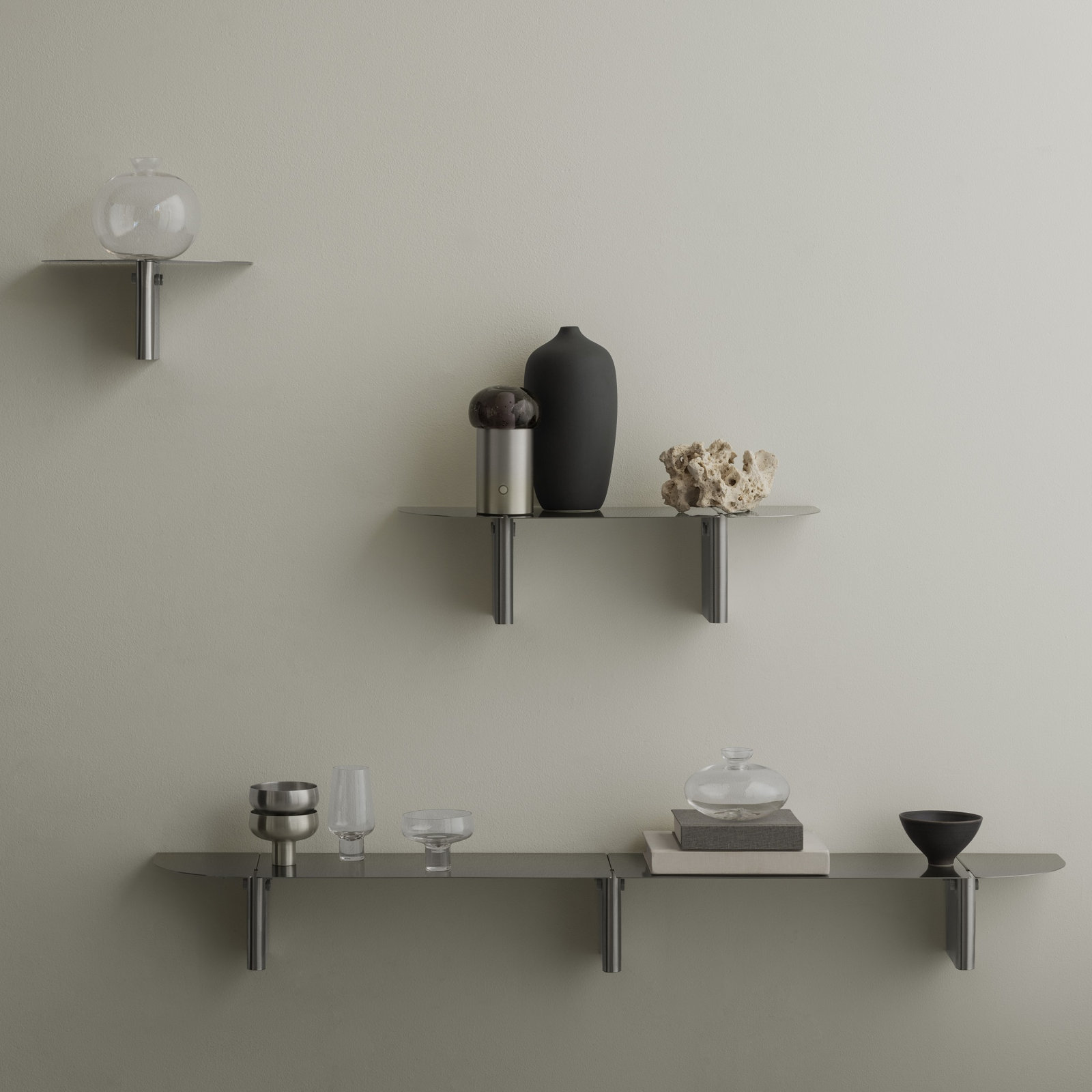 Oru Stainless Steel Floating Shelf, Burnt Metal Finish