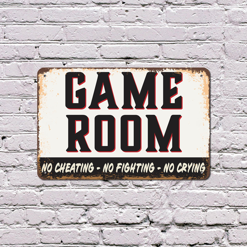 Enseigne de jeu en aluminium 18 po x 24 po Game Room Street
