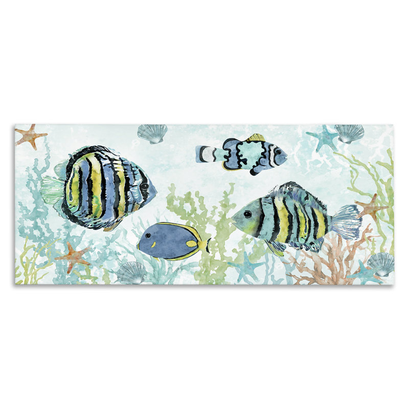  "Divers poissons sous l'eau", art mural par Carol Robinson, H 10 po x l 24 po