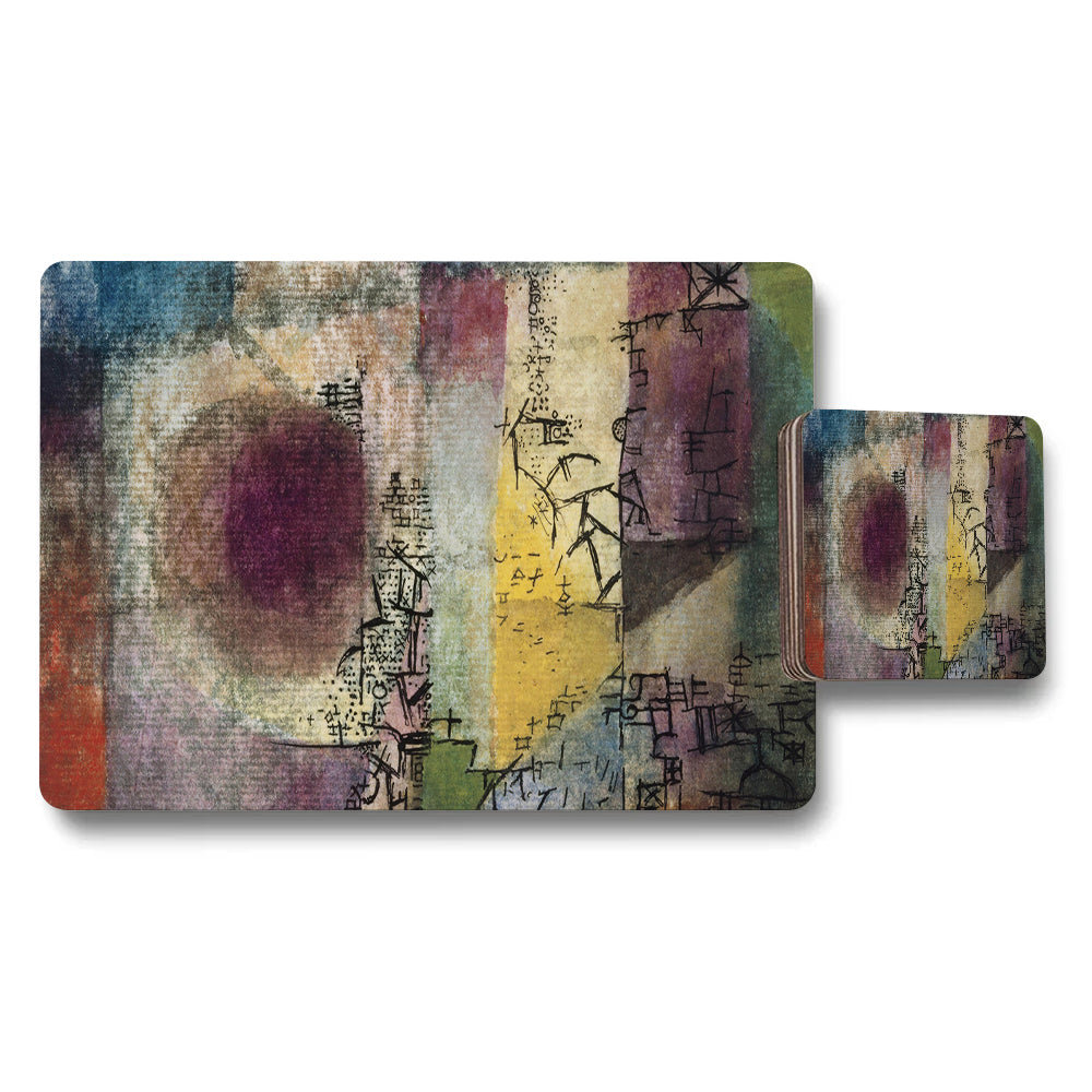 Multicolor Abstract Art Placemat And Coaster Set For Dining Table