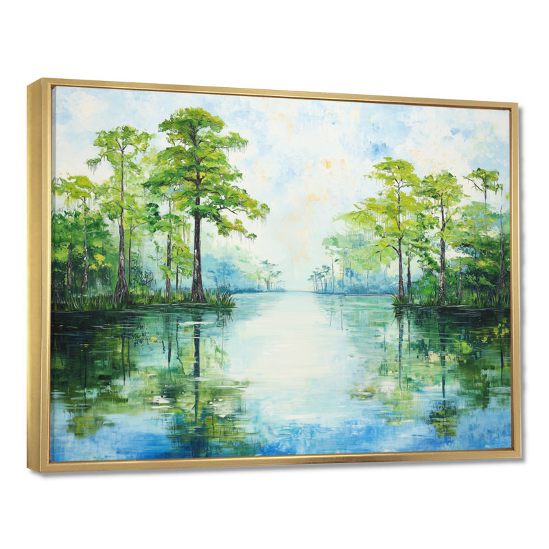 Décoration murale Caddo Lake - Texas, 30" H x 40" W, Floater Framed Print without Mat, Gold