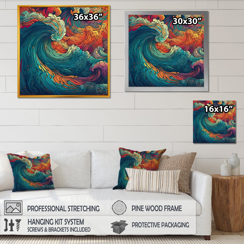 «Exploration des profondeurs du marbre orange II», reproduction sur toile, H 16 po x l 16 po x P 1 po, Cadre photo noir