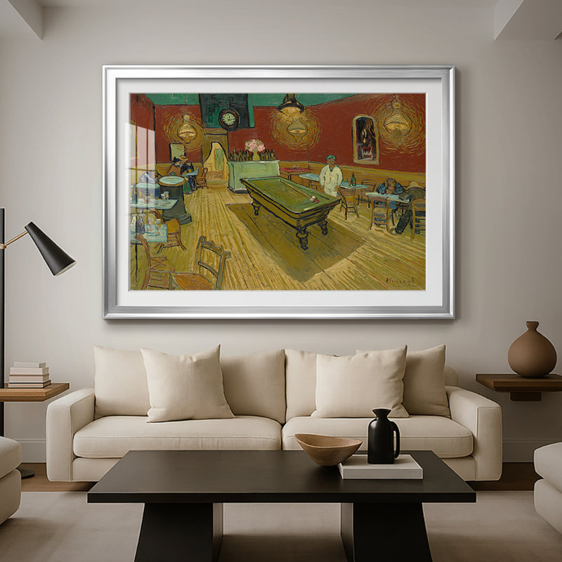 Le café de nuit - Vincent Van Gogh - reproduction encadrée avec passe-partout et verre - 1888, 26,5 x 36,5, Argent