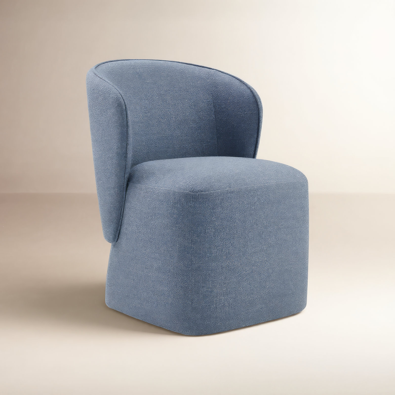 Niha Swivel Linen Dining Chair, Nathan Capri Blue Tweed