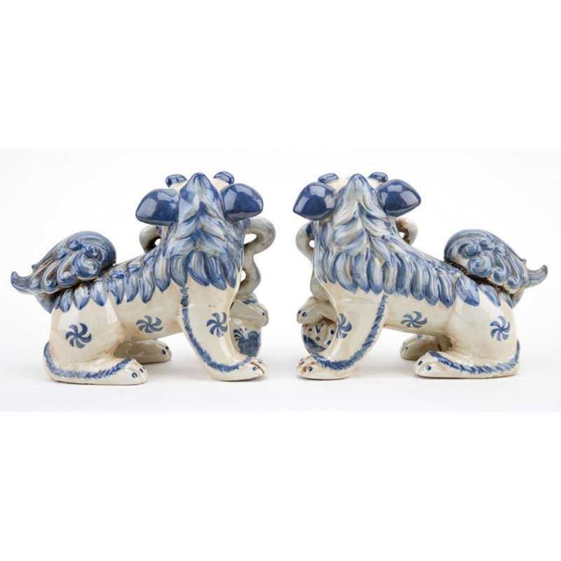 Animals Figurines & Sculptures, Blue/White, 6.5" H x 8.5" W x 4" D