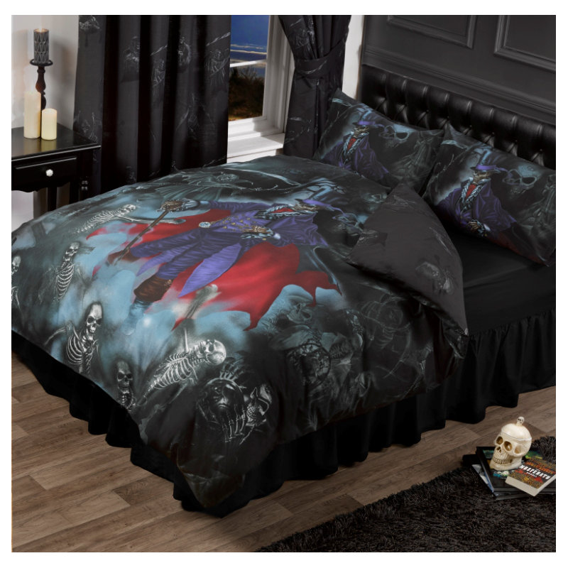 MAGISTUS Groves Black/Red/Blue 144 TC Reversible Duvet Cover Set, Single Duvet Cover + 1 Standard Pillowcase