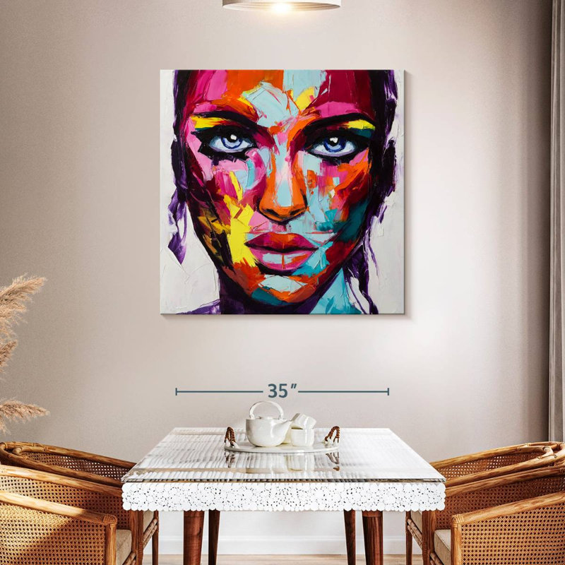 Leisha, femme abstraite, huile, H 39 po x l 39 po