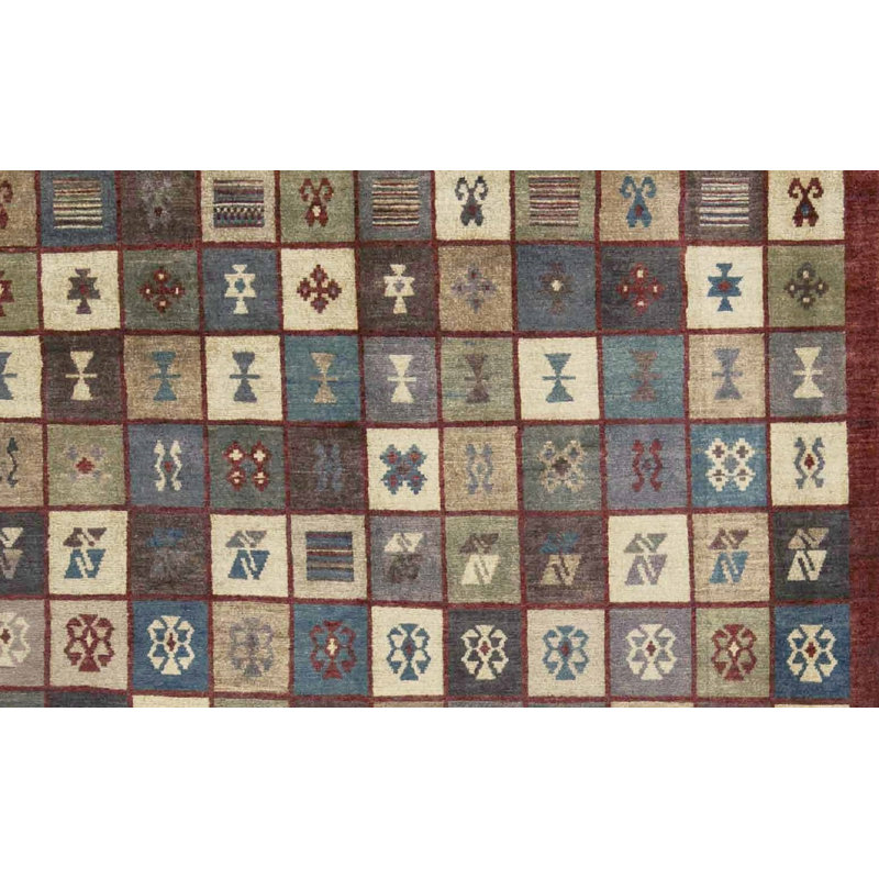 Wool Geometric Area Rug in Brown/Taupe