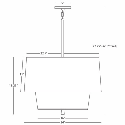 Decker 3 - Light Chandelier, Modern Brass