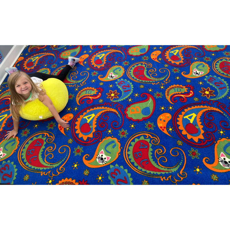 Tapis à motif cachemire avec ABC, Carré 6 pi