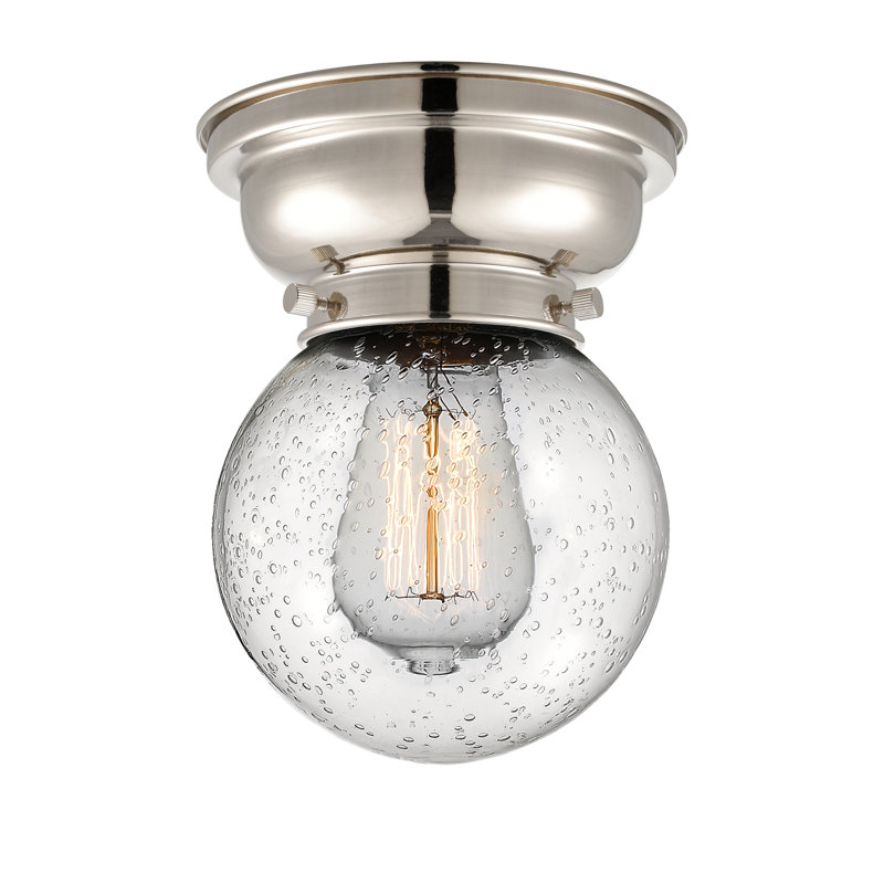 Lorri Glass Flush Mount, No Bulb Included, Seedy, Polished Nickel