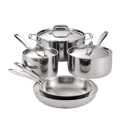 Tramontina Signature Tri-Ply Clad Stainless Steel 8-Piece Cookware Set with Lids, Pots and Pans Kitchen Set, Induction-Ready, Dishwasher-Safe, NSF-Cer