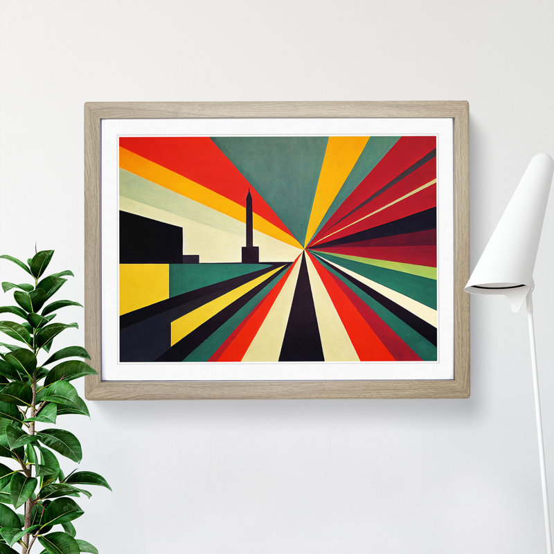 Stunning Skyline Architecture Abstract 1 Piece Single Picture Frame Wall Art, 25cm H x 34cm W x 2cm D, Oak Framed