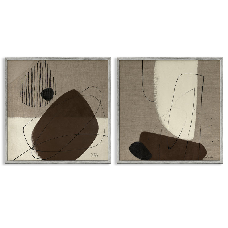 «Brown Hidden Lines», ensemble de 2 giclées par Patricia Pinto, Estampe numérique Farmhouse, H 17 po x l 17 po