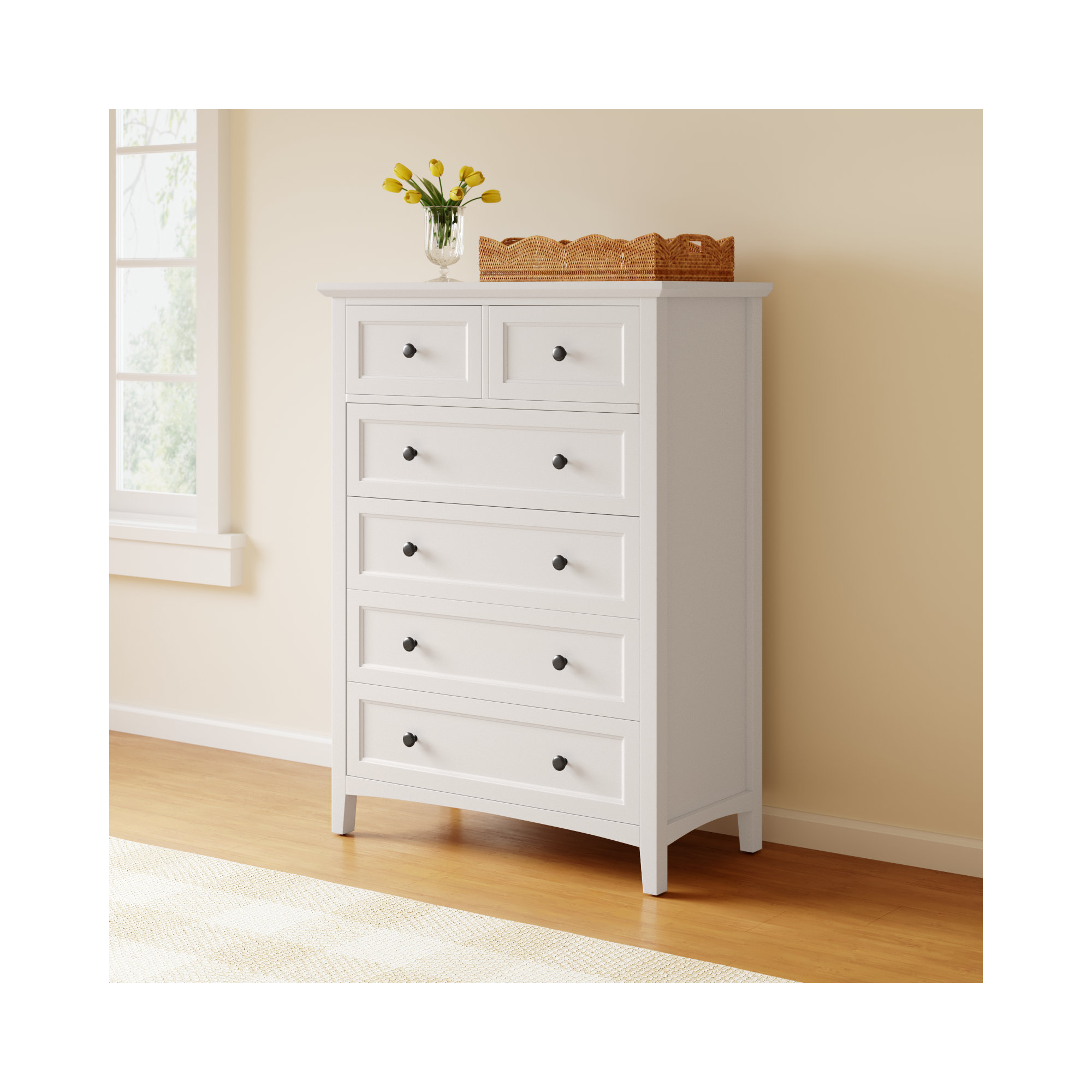 Renee 5 - Drawer Dresser, White