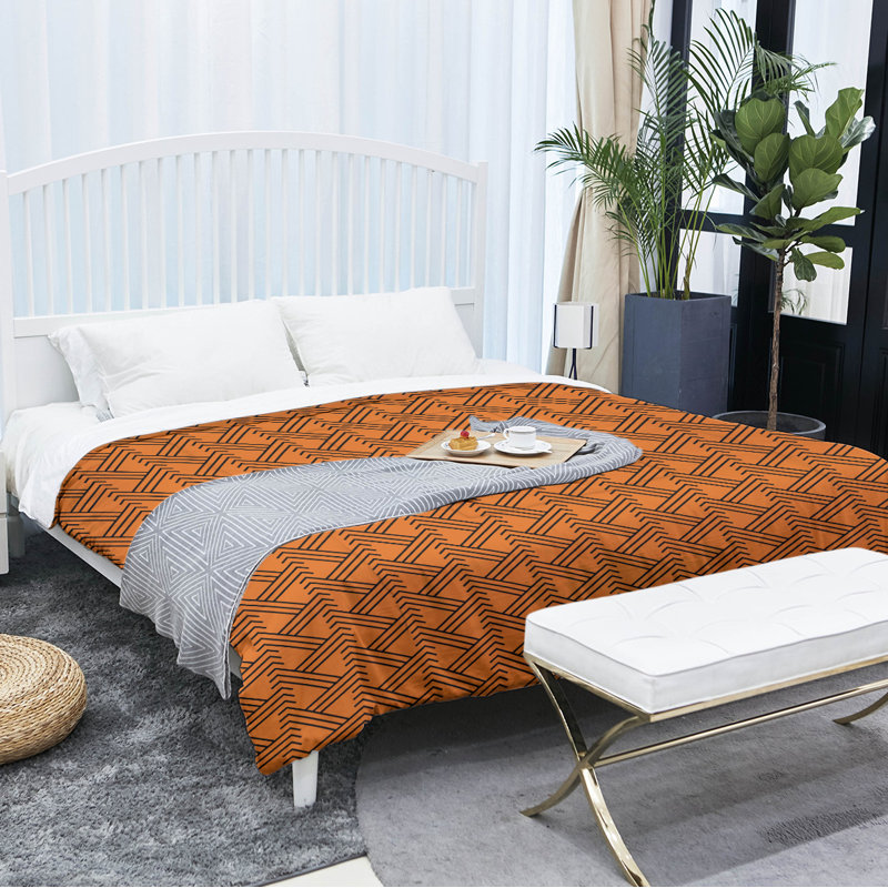 Polyester Comforter, Twin Comforter, Orange/Black
