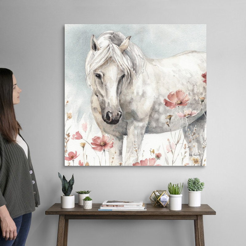 Art sauvage sur toile, "Chevaux sauvages", Toile tendue, H 36 po x l 36 po x P 1 po