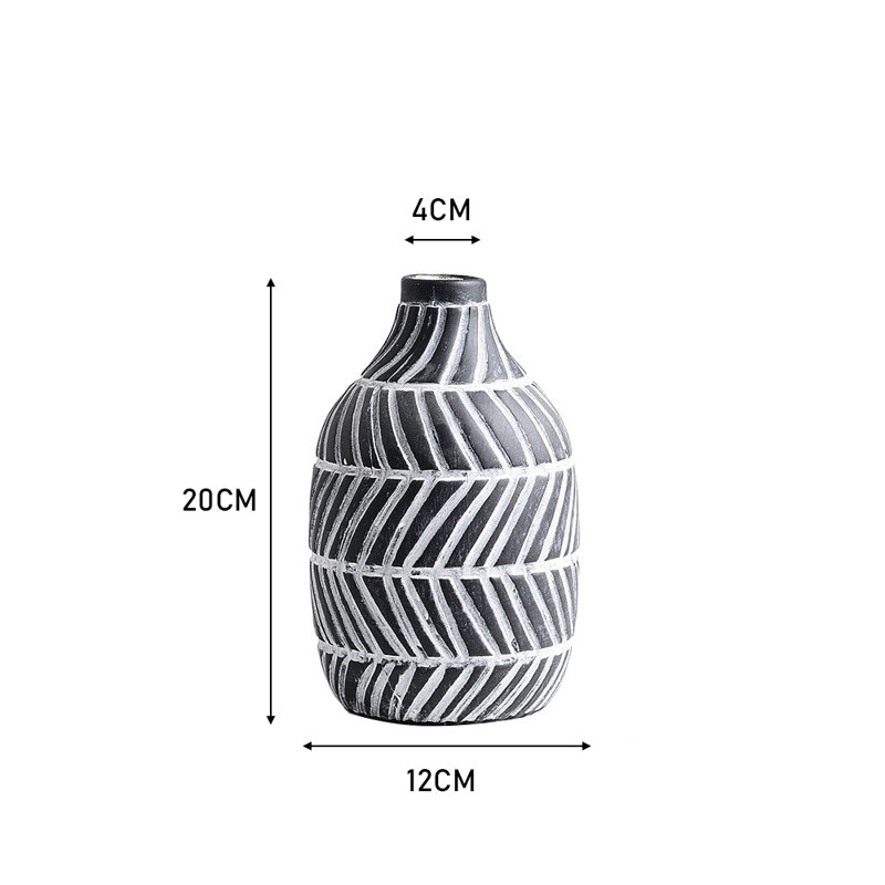 Deray Modern Distressed Ceramic Vase for Home Decor, Black
