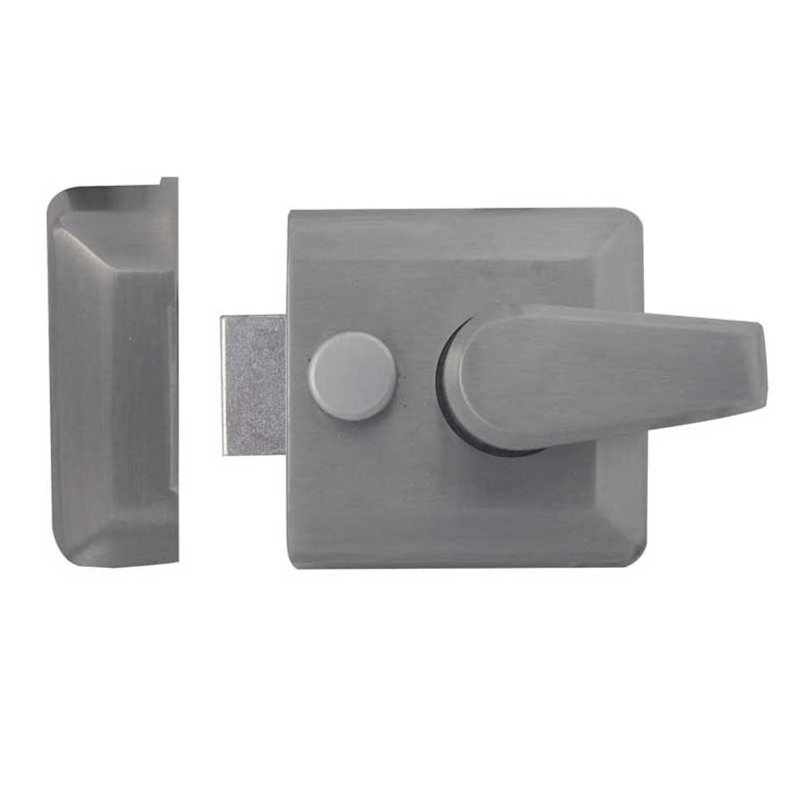 Rousselle Black Narrow Nightlatch Door Latch, Satin Chrome