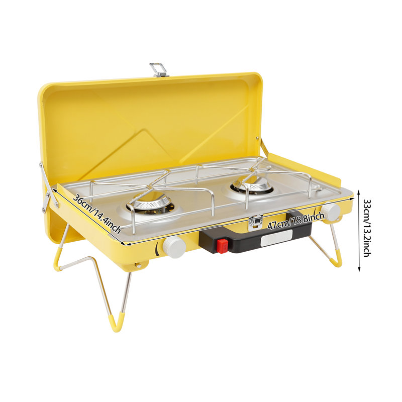 3500W 2-Burner Camping Stove, Yellow