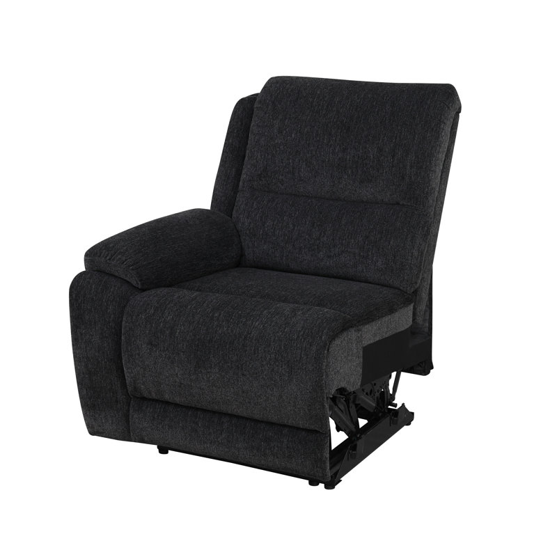 Ensemble de canapé fonctionnel inclinable 6 pièces en tissu chenille noir The Carbon