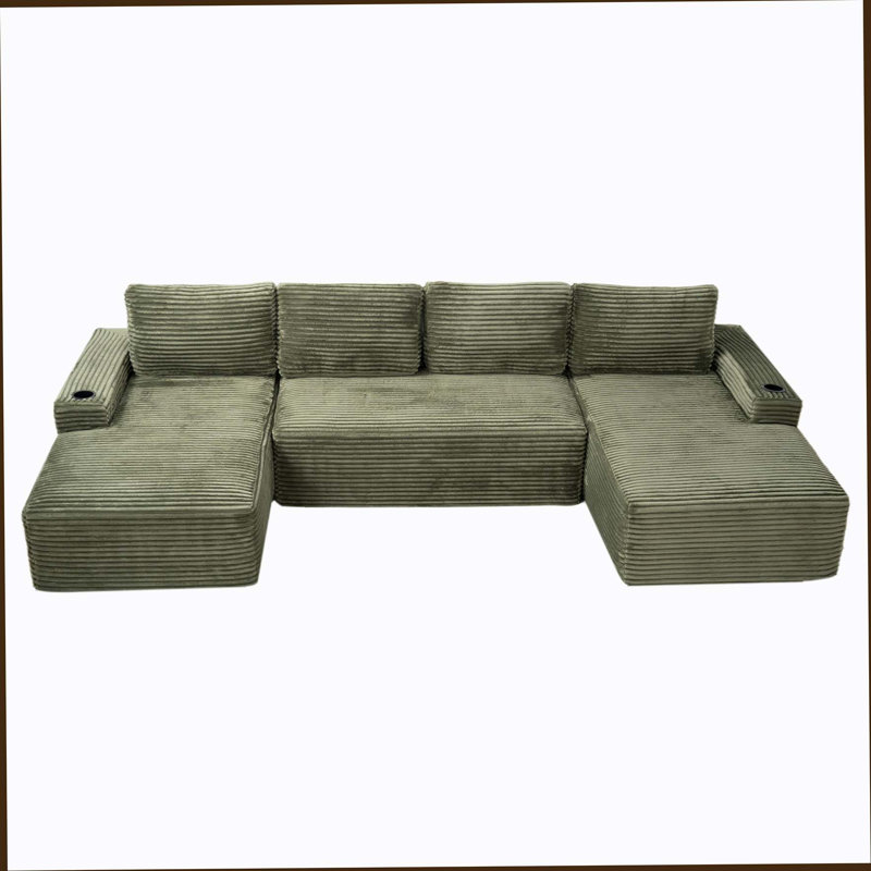 Ensemble de canapé modulaire compressible en forme de U, canapé modulaire de style minimaliste, canapé en tissu velours côtelé pour le salon