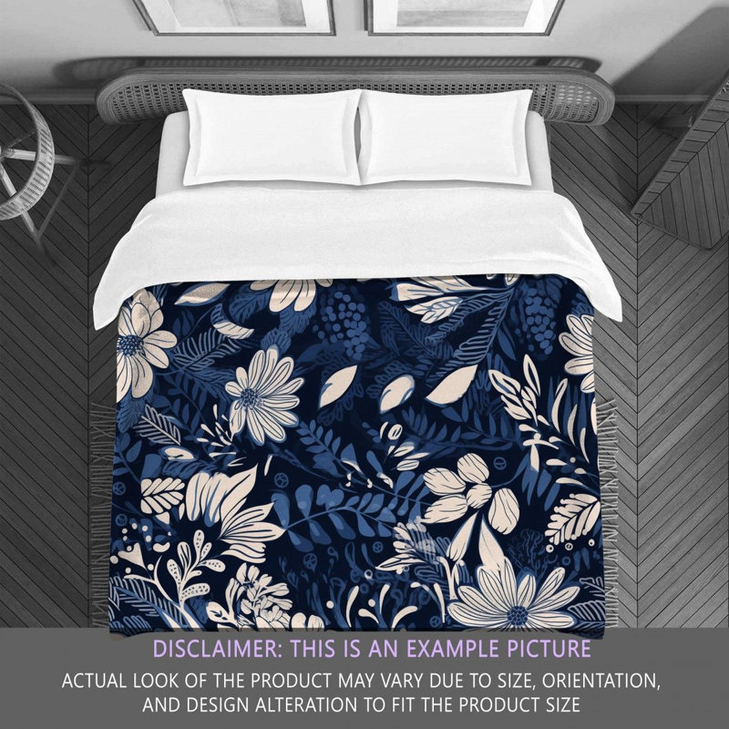 Machine Printed Comforter, King Comforter, Navy/White