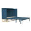 Grand lit escamotable moderne grand format avec pieds en fer, conception pliable peu encombrante, robuste, bleu-129461484