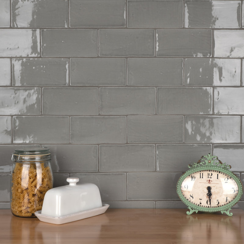 Chester Series 3" x 6" Ceramic Subway Tile in Grey
