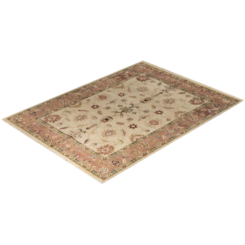 Handmade Sand Wool Rectangular Area Rug, 8' 10" x 11' 10"